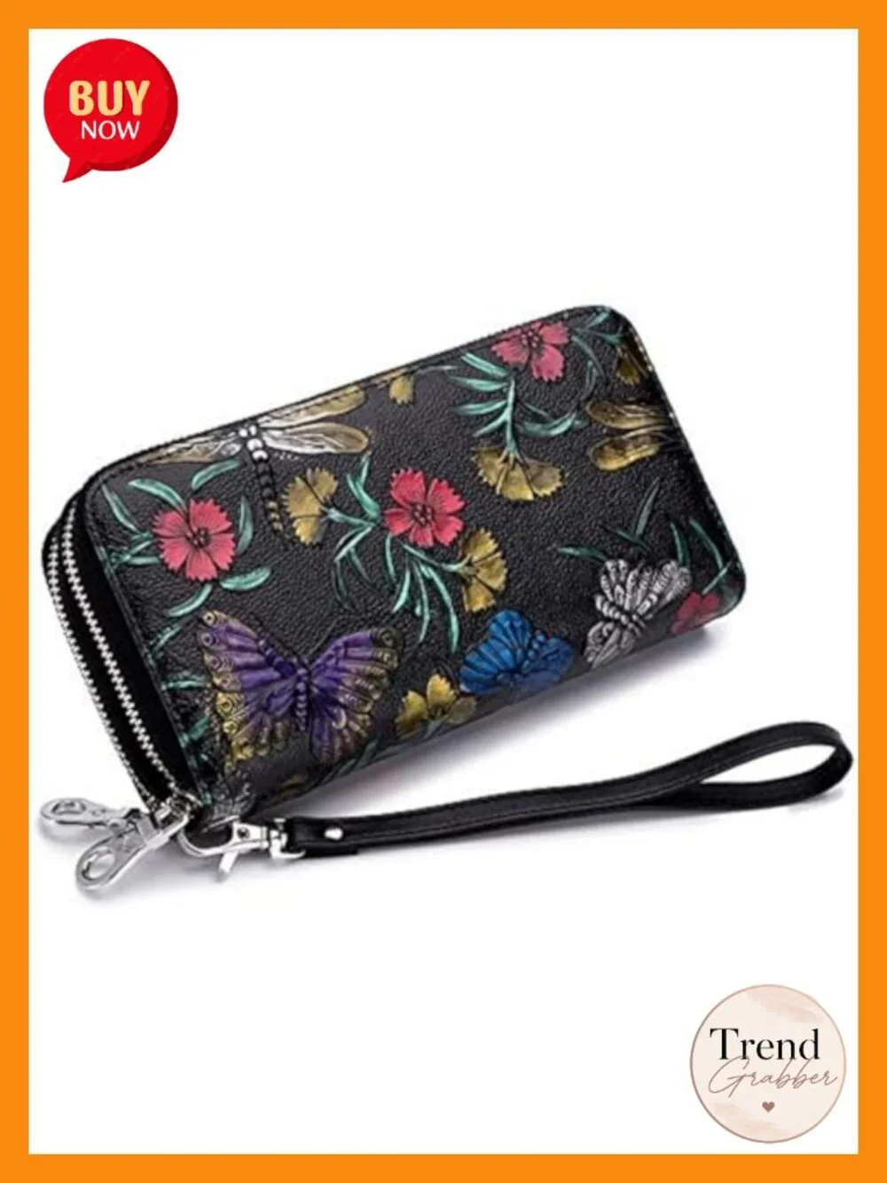 Large Capacity RFID Blocking Wristlet Leather Wallet with 16 Card Slots